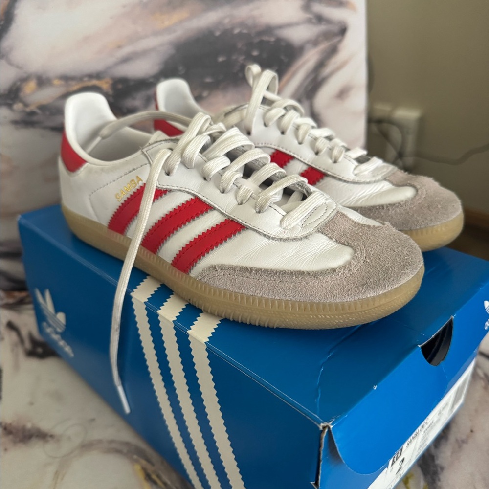 Adidas Samba White and Red Shoes